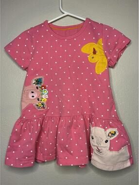 WIBACKER Pink White Polka Dot Animal Dress